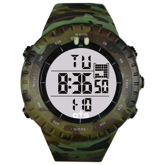 Militiar Leger Horloge Army Watch Mannen Camouflage Waterdicht Donker Groen (Zilver scherm)