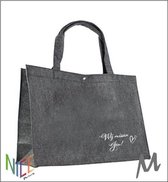 Vilten tas - shopper wij missen jou grijs 45x15x34cm