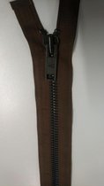 Extra zware deelbare rits, Oud Messing 9mm, Bruin, lengte 80 cm, per stuk.
