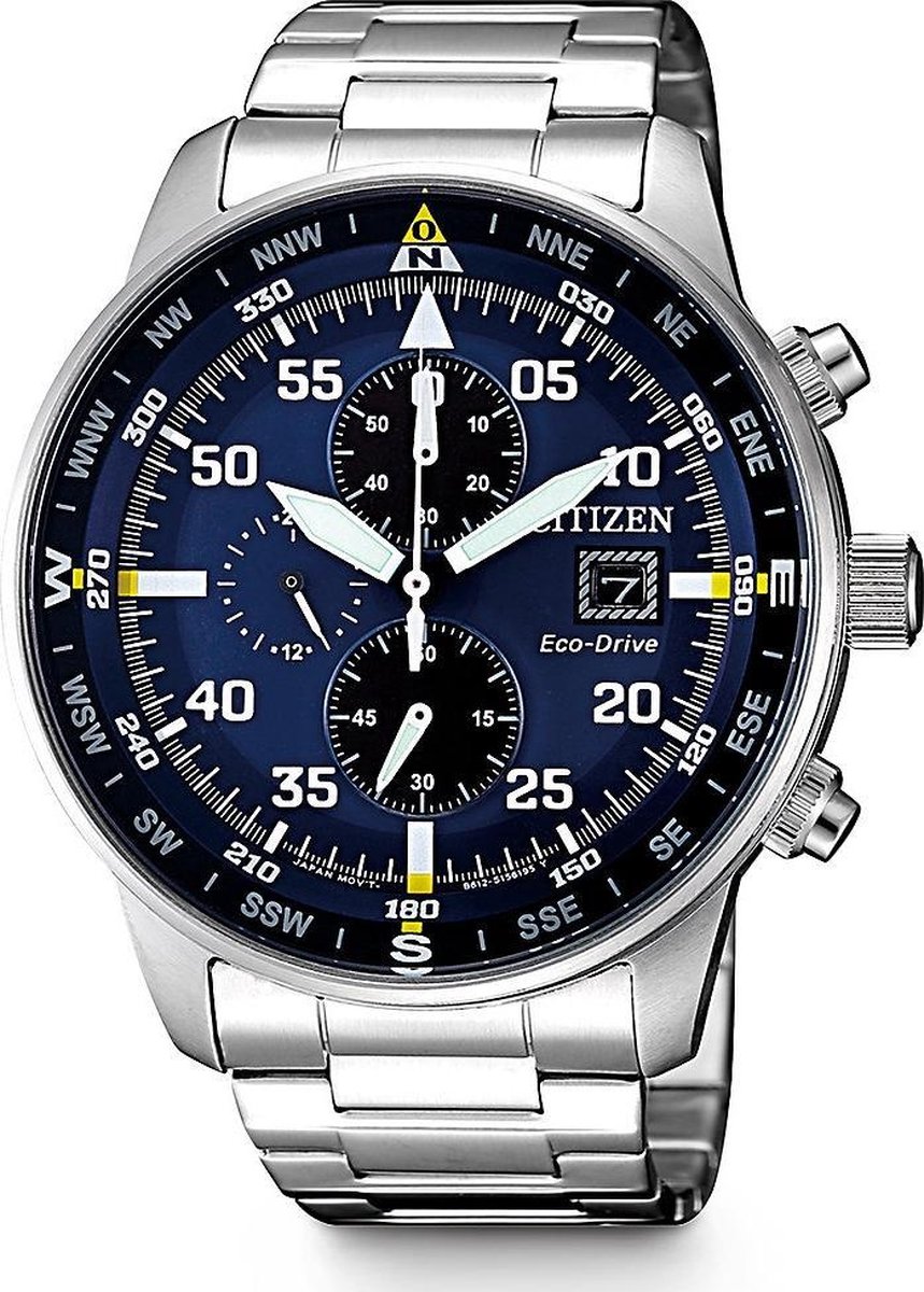 Citizen Horloge - Citizen heren horloge - Blauww - diameter 44 mm - roestvrij staal