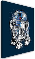 Schilderij ,R2-D2 , Filmposter , Star Wars , 2 maten ,blauw wit zwart , wanddecoratie ,  Premium Print