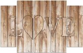 Schilderij LOVE op houten planken (print op canvas) premium print, XXL, 4 maten