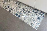 JYG Vloerkleed Keulen - Keukenloper - Keukenmat - Vinyl - Vintage - 60x80cm - Blauw - Beige