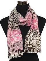 Sjaal dames - panterprint roze - Viscose