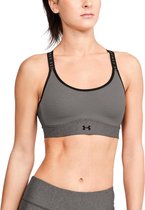 UA Infinity Mid Heather Bra - CHARCOAL LIGHT HEATHER-CHARCOAL LIGHT HEATHER-Black Size : LG