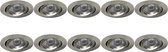 Spot Armatuur 10 Pack - Pragmi Aerony Pro - GU10 Fitting - Inbouw Rond - Mat Nikkel - Aluminium - Kantelbaar - Ø82mm - BSE