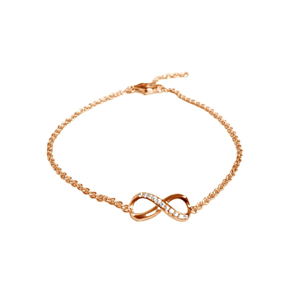 New Bling 910481543 Zilveren Infinity Armband met Zirkonia - Zilver - Infinity - Zirkonia - 17+3cm - Ankerschakel - Rosekleurig