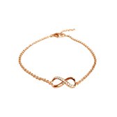 Silventi 910481543 Zilveren Infinity Armband met Zirkonia - Zilver - Infinity - Zirkonia - 17+3cm - Ankerschakel - Rosekleurig