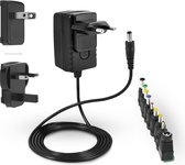 LEICKE ULL Voeding 12V 2A | 12V 2000mA | TÜV Certificatie | Lader 24W met 9 verschillende adapterkoppen voor kleine elektronische apparaten: LCD, WLAN Router, Hub, LED-Strips, Scan
