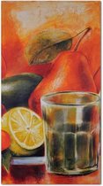 Schilderij Fruit naast een glas, 4 maten