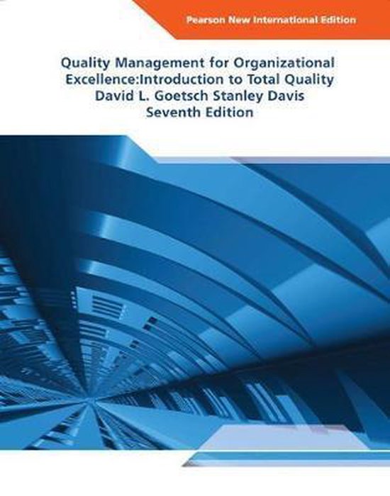 Quality Management for Organizational Excellence Pearson New International Edition