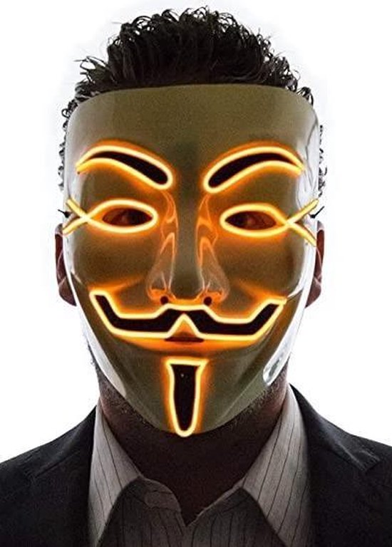 Anonymous Masker Met LED Licht V For Vendetta Mask La Casa De Papel Kostuum Guy Bol Com