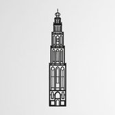 Landmark, Martinitoren - Groningen zwart - Wanddecoratie - Hout - XL 80 cm