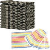 Queens theedoeken 10-pack zwart + 10-pack vaatdoeken schoonmaakdoeken