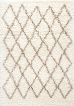 OSTA Rhapsody – Vloerkleed – Tapijt – geweven – wol – eco – duurzaam - hoogpolig - modern - Beige Ruit – 135x200