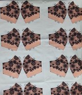 Stof voor mondkapjes van 100% katoen | voorbedrukt paneel |12 mondkapjes om zelf te naaien - exclusieve designs - bloemen - Roze