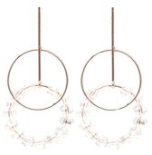Dielay - Oorbellen - Ringen met Glaskralen - Facet Geslepen - Oorhangers - 55 mm - Roségoudkleurig