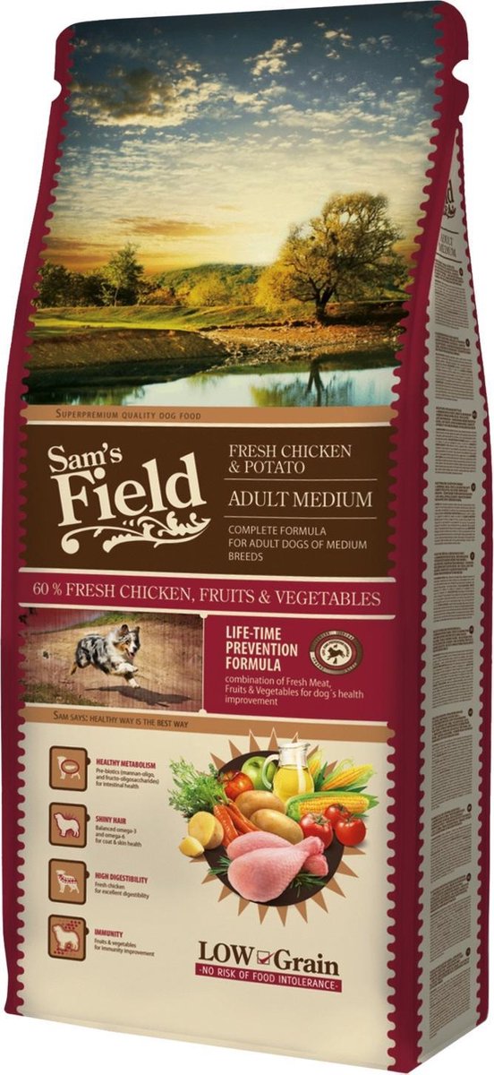 Sam's Field Adult Medium - Kip & Aardappel - Hondenvoer - 13 kg