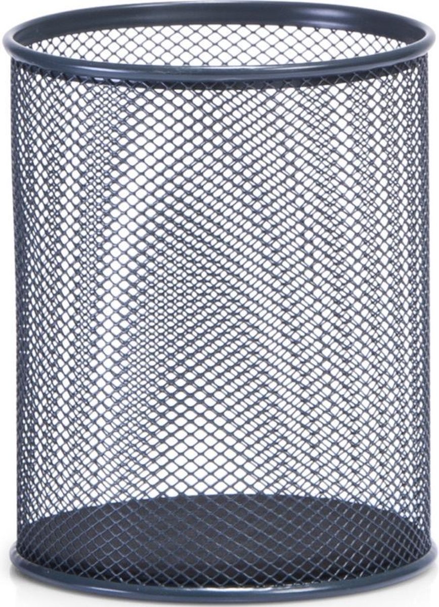 Groot pennenbakje antraciet grijs van draadmetaal/mesh 11 x 13,5 cm - Bureau accessoires