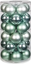 30x Mint groene glazen kerstballen 6 cm glans en mat - Kerstboomversiering mint groen
