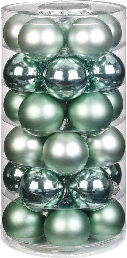 30x Mint groene glazen kerstballen cm glans en mat - Kerstboomversiering mint groen | bol.com