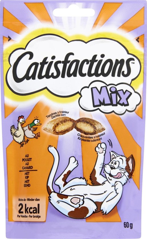 Catisfactions Kattensnoepjes - Mix - Kip/Eend - Kattensnack - 60 g