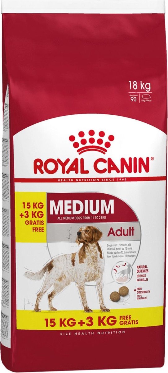 Royal Canin Medium Adult Hondenvoer 15+3 kg Bonusbag
