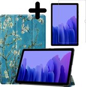 Hoes Geschikt voor Samsung Galaxy Tab A7 Hoes Book Case Hoesje Trifold Cover Met Screenprotector - Hoesje Geschikt voor Samsung Tab A7 Hoesje Bookcase - Bloesem