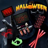 Halloween 220 stuks Horror Glow @ Home pakket | Rode glow armbanden | Paintglow Bloed 10 ml | Glow in the dark Dracula tanden