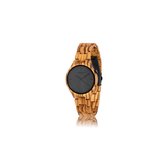 HOT&TOT | Yuca - Houten horloge - 40mm - Zebrano hout - Unisex - Grijs - Zwart - Bruin