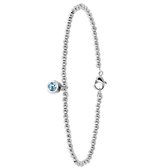 Lucardi Dames Armband bol/rond aqua kristal - Staal - Armband - Cadeau - 19 cm - Zilverkleurig