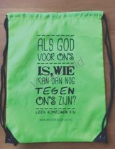 Rugzak - 35x45cm - Christelijk - Als God voor ons is, wie kan dan nog tegen ons zijn - Groen