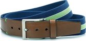 Gilmart Donkerblauwe elastische heren riem - heren riem - 3.5 cm breed - Aubergine - Echt Leer/Elastiek - Taille: 110cm - Totale lengte riem: 125cm