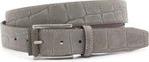 Croco look suede riem lichtgrijs 3.5 cm breed - Licht Grijs - Sportief - Echt Suede croco look - Taille: 110cm - Totale lengte riem: 125cm
