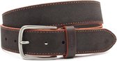 Miguel Bellido Sport Bruine suede heren riem - heren riem - 3.8 cm breed - Bruin / Oranje - Echt Suede leer - Taille: 90cm - Totale lengte riem: 105cm