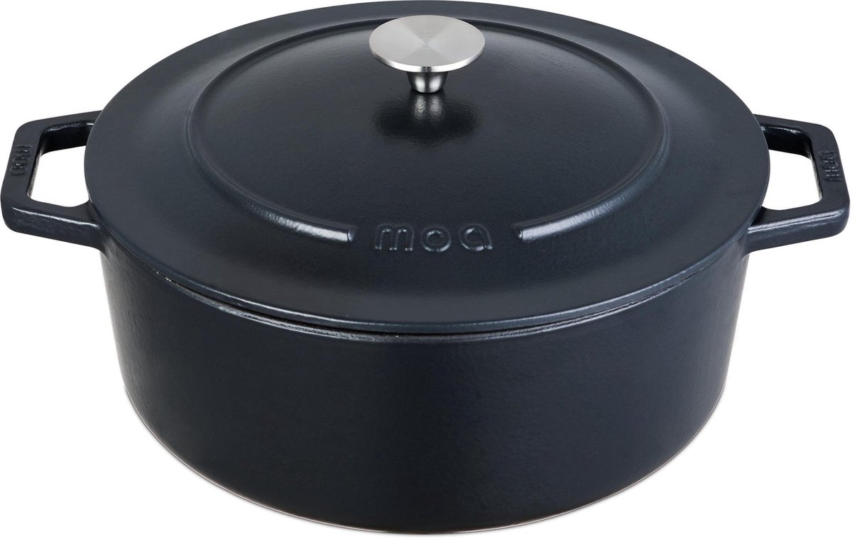 MOA Gietijzeren Braadpan - Inhoud 72 liter - 30CM - Rond - Alle warmtebronnen - Ook voor inductie - Gewicht 73 kg - Zwart - C30B