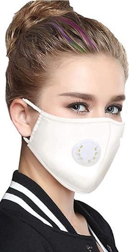 Premium kwaliteit katoen mondkapje - mondmasker - gezichtsmasker | herbruikbaar / Wasbaar | wit met filter - AWR