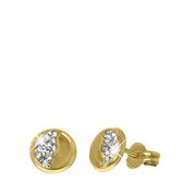 Lucardi - Boucles d'oreilles rondes en or jaune avec cristal