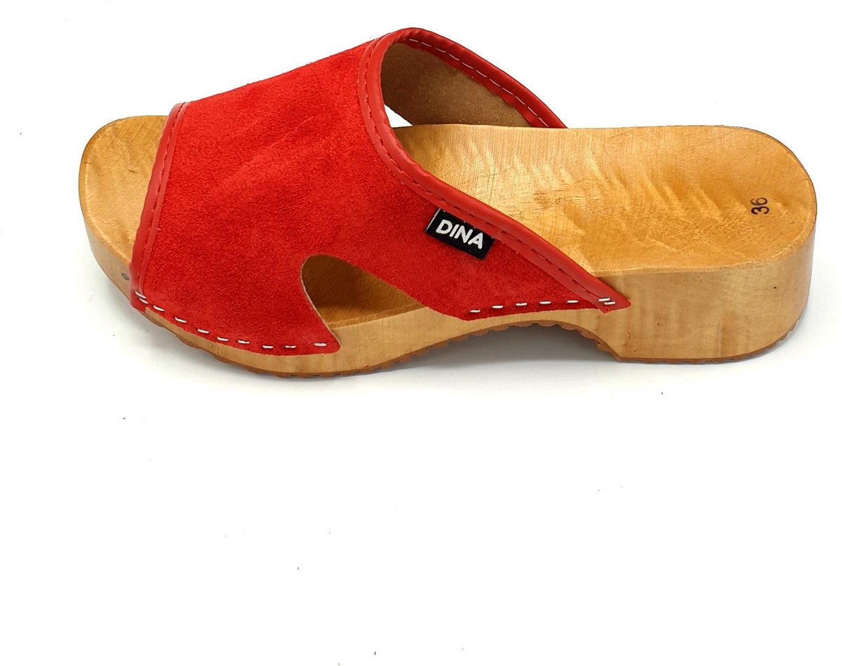DINA Houten sandalen rood -Zo comfortabel - Thumbnail 2