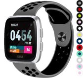 Bandje Voor Fitbit Versa Dubbel Sport Band - Grijs Zwart - Maat: ML - Horlogebandje, Armband