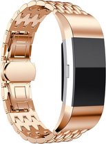 Bandje Voor Fitbit Charge 3 & 4 Draak Stalen Schakel Band - Rose Goud (Roze) - One Size - Horlogebandje, Armband