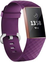 Bandje Voor Fitbit Charge 3 & 4 Sport Wafel Band - Donkerpaars - Maat: SM - Horlogebandje, Armband