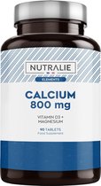 Calcium 800 mg met Magnesium en Vitamine D3 | Voor Botten, Tanden en Spieren met een Hoge Absorptie | 90 tabletten Nutralie
