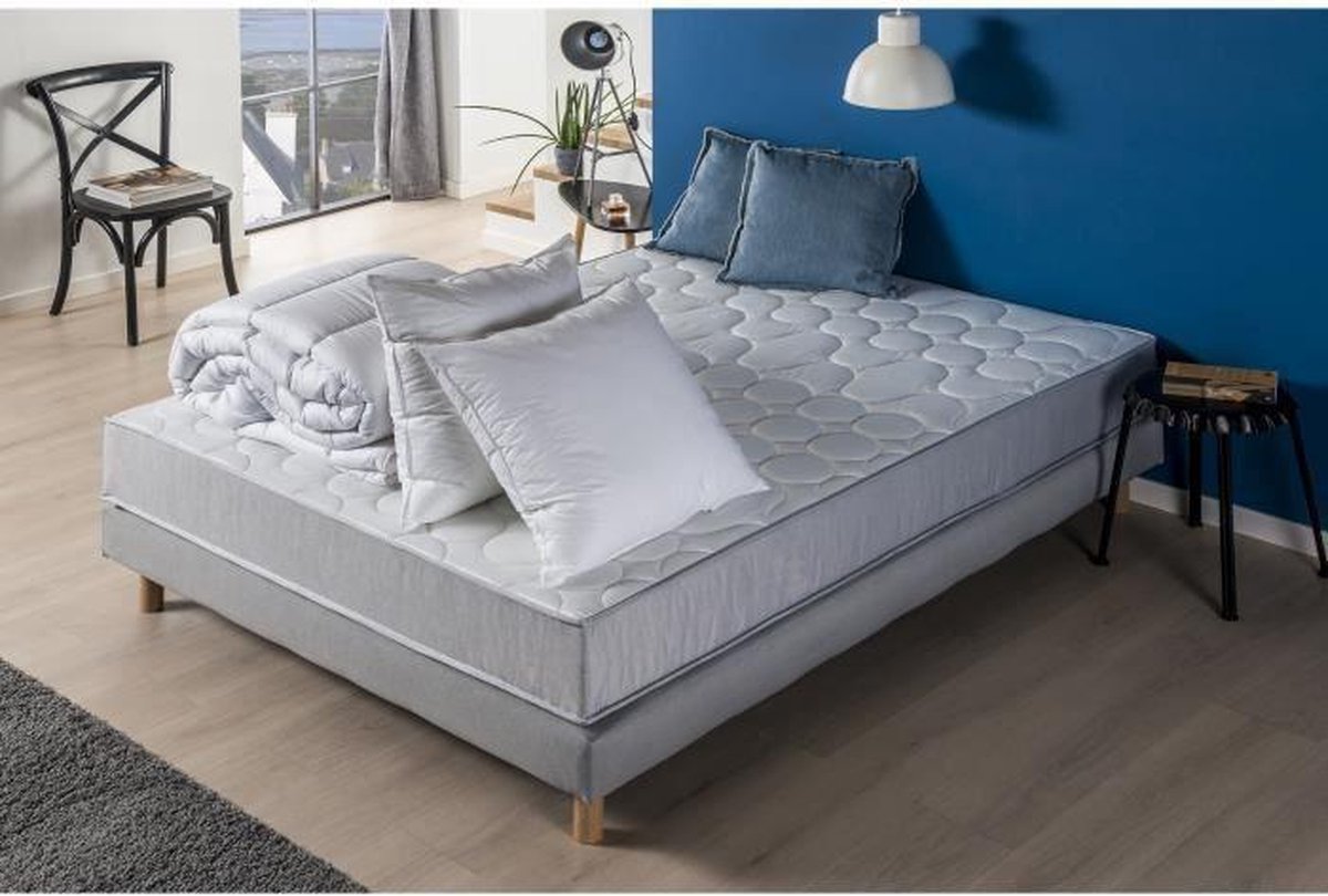 Pack pret a dormir ZEN - Matelas + sommier 140x190 + couette + 2 oreillers