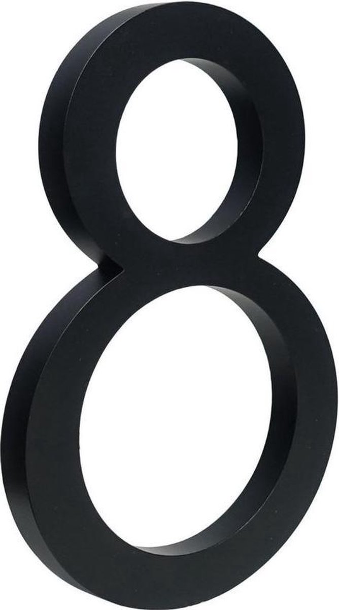 zwart huisnummer 8- zwart modern huisnummer- 15cm hoog