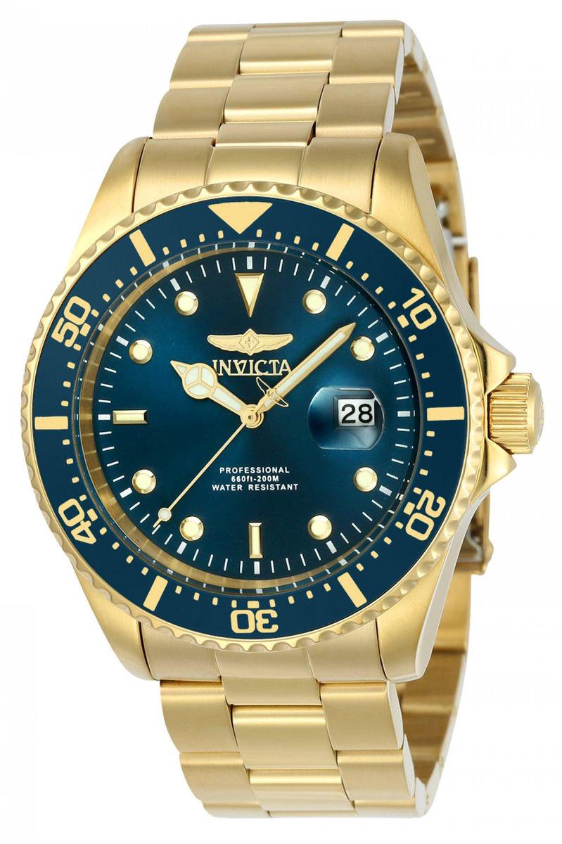 Invicta Pro Diver 23388 Heren Horloge - Waterdicht - Analoog - Quartz Uurwerk - Roestvrij Staal met blauwe Wijzerplaat - 43mm