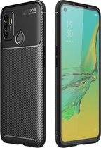 Oppo A53 / A53s Hoesje Siliconen Carbon TPU Back Cover Zwart