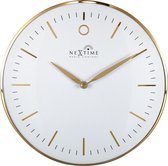 NeXtime - Design Wandklok - Radio controlled - Goud/Wit - 30cm - Glamour Small RCC (DCF)