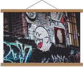 Schoolplaat – Muur versierd met Graffiti  - 60x40cm Foto op Textielposter (Wanddecoratie op Schoolplaat)