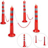 relaxdays afzetpaal, flexibel, anti-parkeer paal, paal met ketting reflecterend Pak van 4